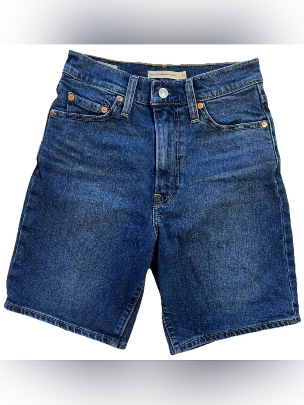 Levi’s Ribcage Bermuda Shorts Size 25 High Rise Medium Wash Denim